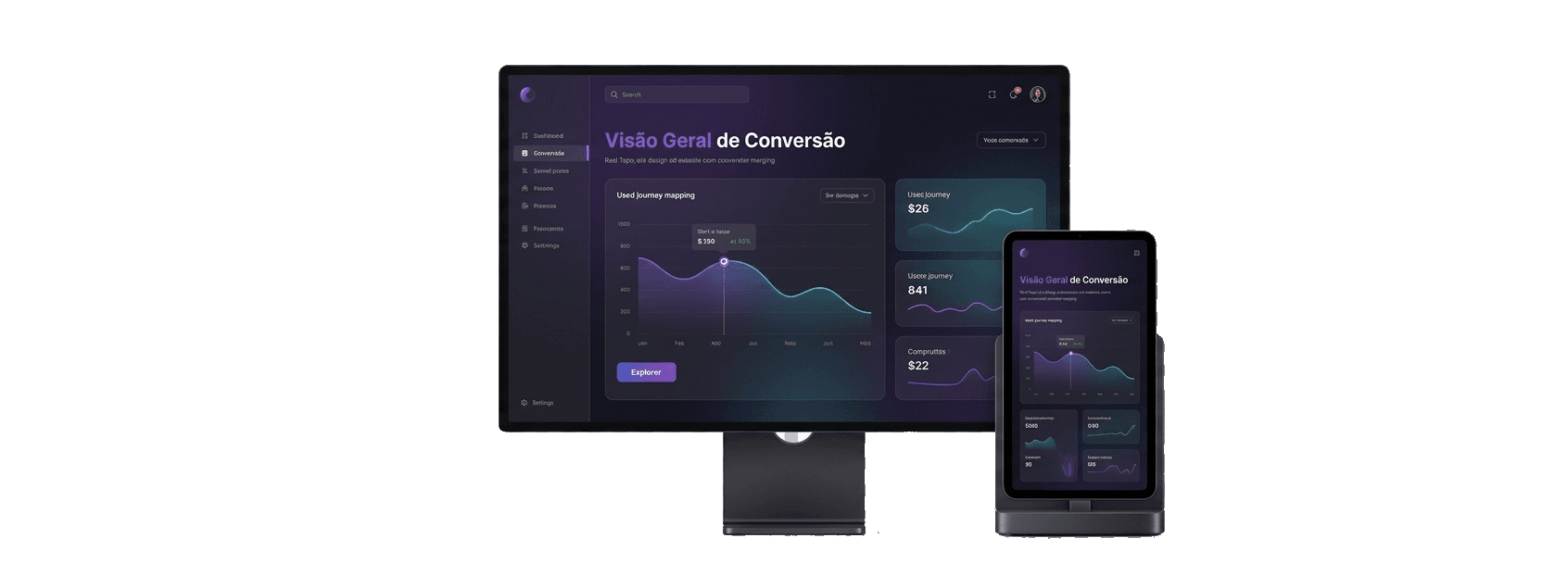 Composição simbólica de interface digital em monitor
